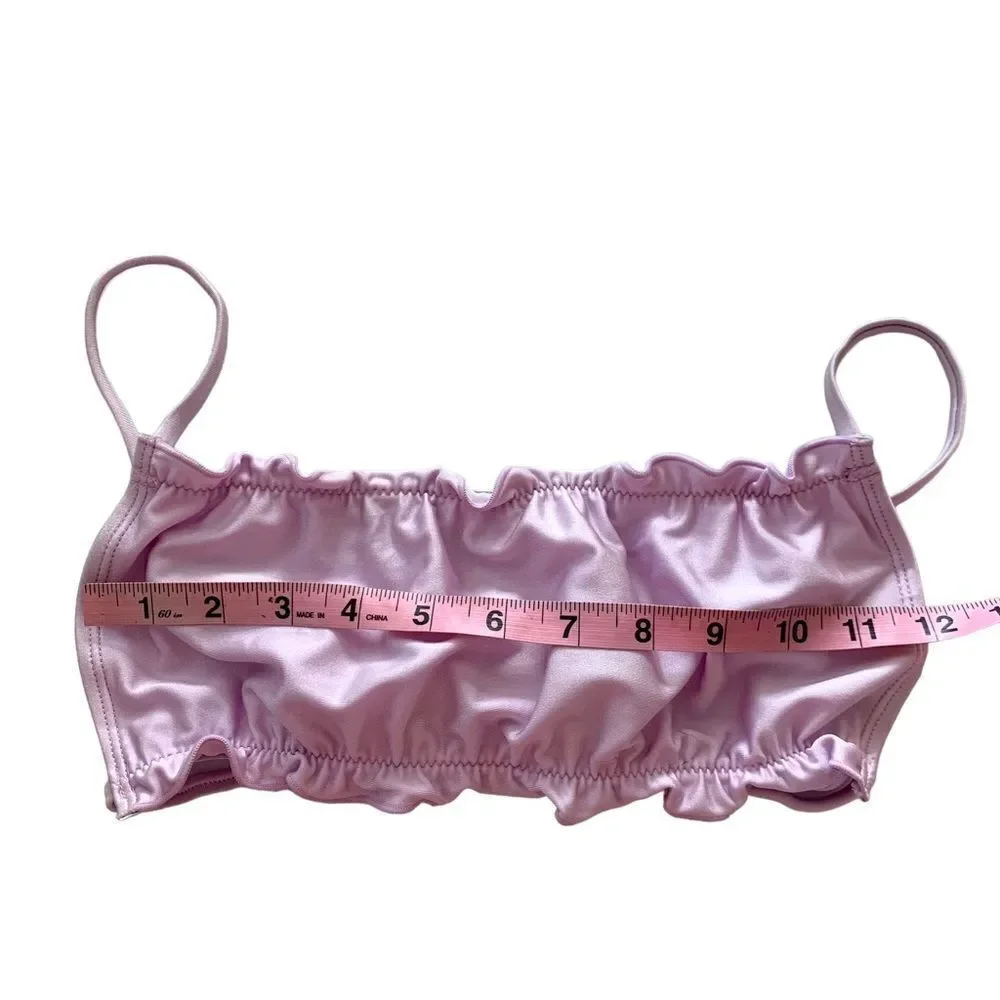 Topshop Lilac Shiny Frill Bikini Top